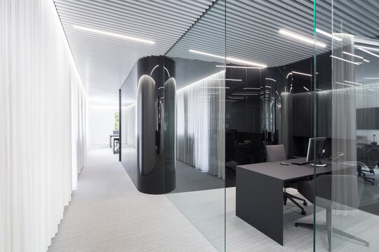 Modern office corridor with sleek design elements