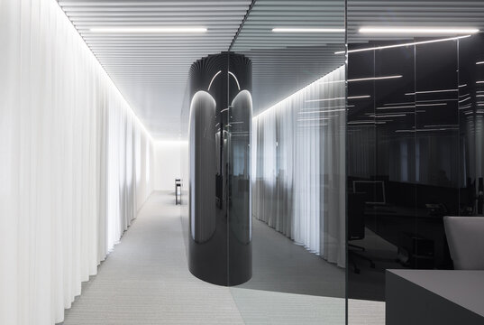 Modern office corridor with sleek design elements