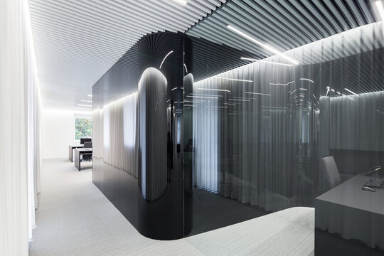 Artistic modern office with translucent partitions
