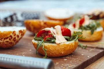 Foto op Canvas bruschetta with tomato and basil © Frederik