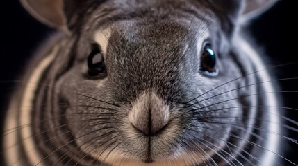 Fluffy chinchilla portrait, closeup photo, generative ai