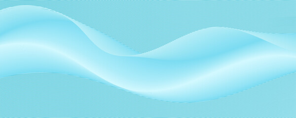 Abstract modern soft blue horizontal background. Beautiful vector blue  backdrop with wave and glowing lines for banner, poster, cover, header, flyer, brochure, website, presentation. Vector
