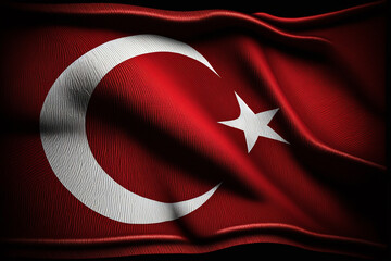 Obraz premium Turkish flag symbol of Republic of Turkey red cloth with a white crescent moon and a five pointed star. important national symbol and embodies historical and cultural heritage. banner, background.