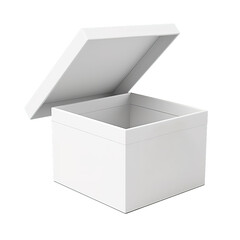 white empty box isolated on white transparent background, mockup, side view