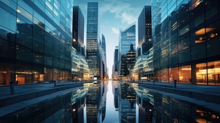 Office building in the city. Cityscape, contemporary glass.