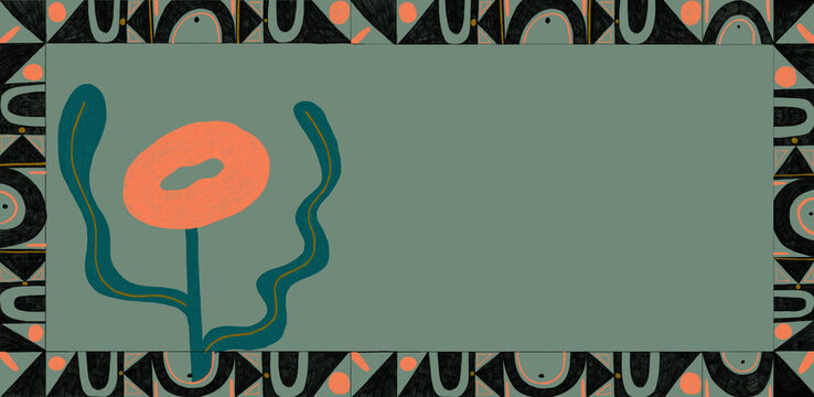 Orange flower in neo-primitive style