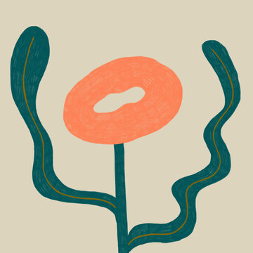 Orange flower in neo-primitive style