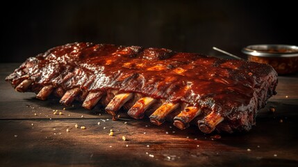 Barbecue ribs food photo for restaurants and advertisements, generative ai - obrazy, fototapety, plakaty