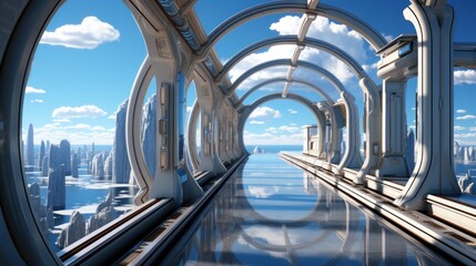 A futuristic hyper space corridor with geometric pattern.UHD wallpaper