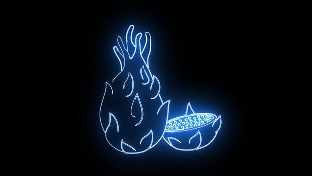 Animated dragon fruit icon with a glowing neon effect