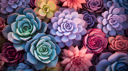 a variety of succulents - colourful succulent plant background	
