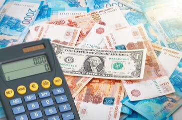 Calculator with money, services and taxes concept.