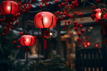 Obraz na płótnie Canvas Chinese lanterns during new year festival generativ ai