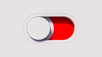 3d illustration of round switch with red zone on off or disabled sign, technology and energy theme
