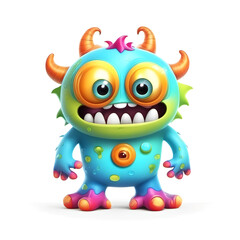 Fototapeta premium Cute Monster, Cartoon Animal Toy Character, Isolated On White Background