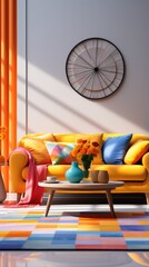 Modern colourful room mockup UHD wallpaper