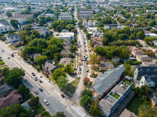 Aerial photo overlooking the intersection of Live Oak Street and Ross Ave in East Dallas, Texas.