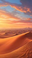 Fototapeta na wymiar A painting of a sunset over a desert