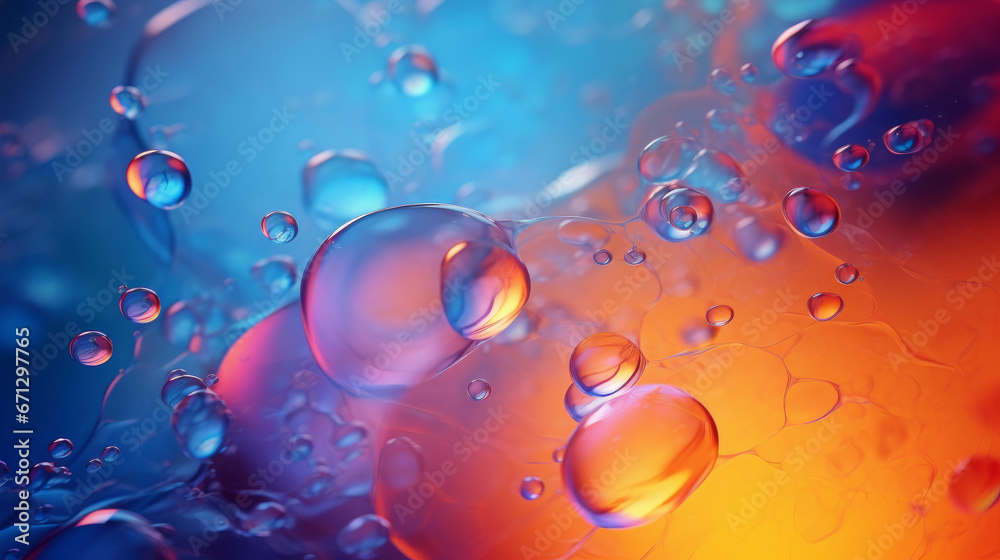 Poster a close up of water droplets on a colorful surface