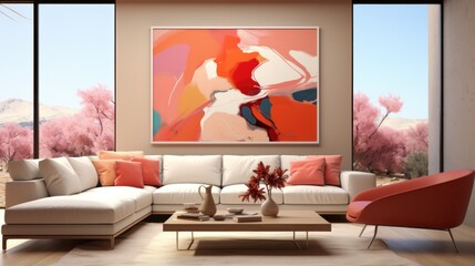 Modern colourful living room UHD wallpaper
