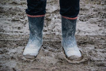 Muddy Red Band Gumboots on a Farm in New Zealand