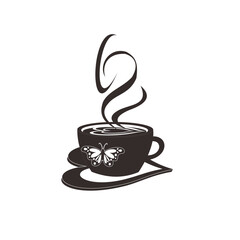 A cup of hot cafe coffee or caffeine drink flat vector icon for food apps and websites