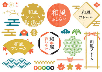 和柄のシンプルなフレーム・アイコンセット