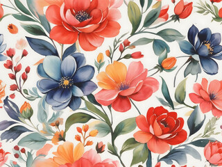 seamless pattern with flowers, water color