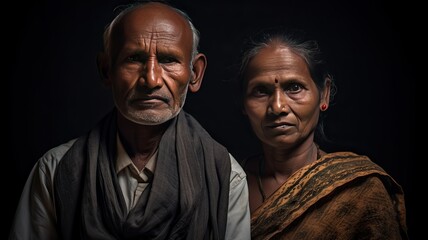 Close-up photograph of a middle-aged Bengali man and woman couple
