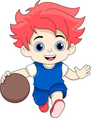 a cool and stylish boy with red hair dribbling ball