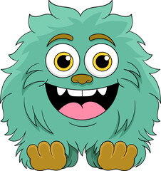a cute green fur monster cartoon