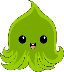 A cute green ice cream without cone