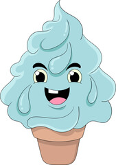 The blue ice cream cone started to melt