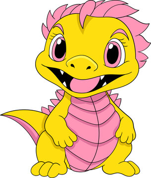 a yellow pink monster digimon dinosaur cartoon