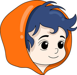 a blue-haired boy's head
