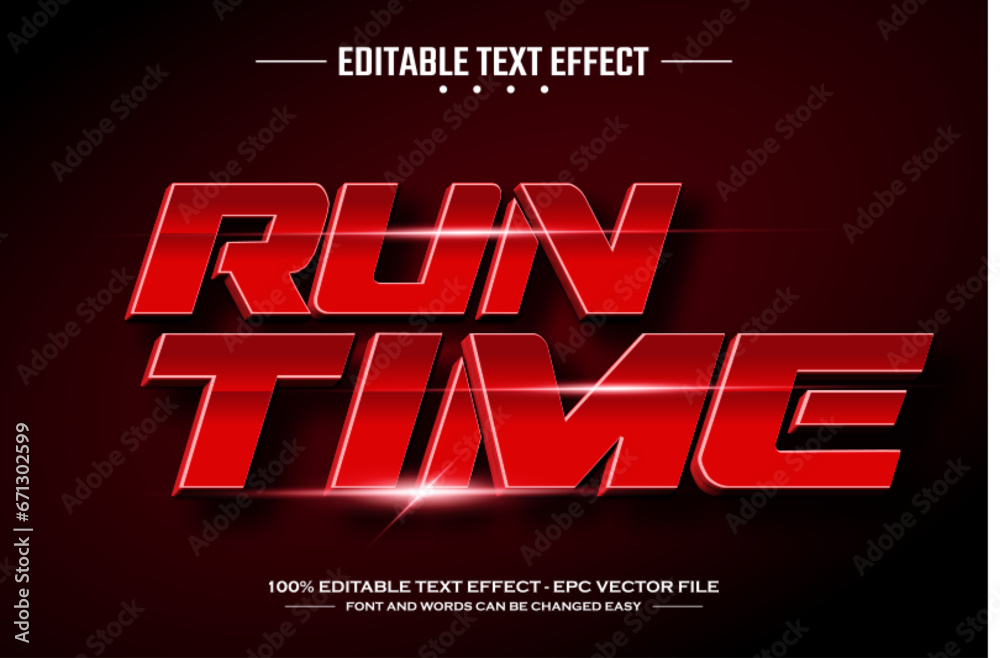 Fototapete run time 3d editable text effect template