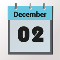 vector calendar page with date December 2, light colors