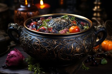 Ratatouille Rice. Traditional French cooked provencal vegetable. - obrazy, fototapety, plakaty