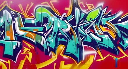 Naklejka premium Vibrant Abstract Graffiti Art with Bold Shapes and Bright Colors | 055