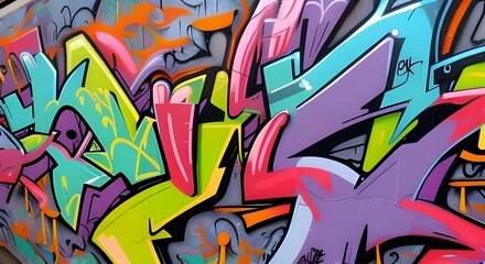 Obraz premium Vibrant Abstract Graffiti Art with Bold Shapes and Bright Colors | 051