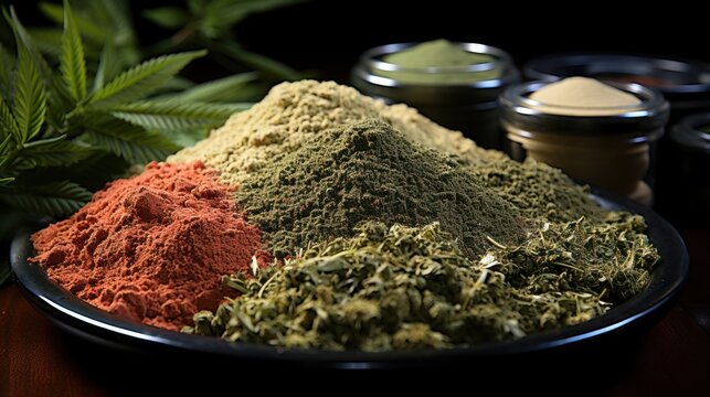 Kratom powder and kratom capsule.UHD wallpaper