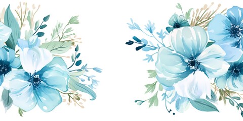 Fototapeta na wymiar Blue flowers frame with room for text copy.