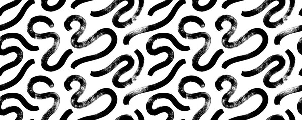 Bold brush curly lines seamless banner design.