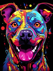 Art psychedelic pit bull dog 
