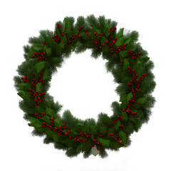 Isolated greenery festive holiday wreath