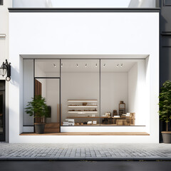 Modern white store facade - 671304961