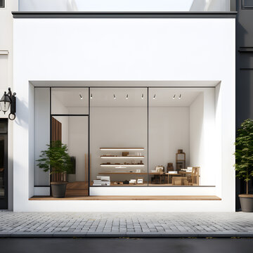 Modern white store facade