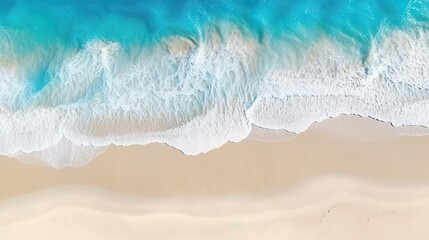 Fototapeta na wymiar Aerial view with beach in wave of turquoise sea wate