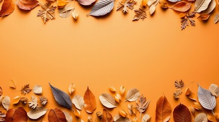 Autumn composition Pattern made of dried leaves and