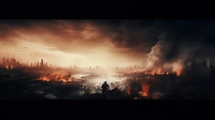 Fototapeta na wymiar battlefield smokes and disaster scenario background